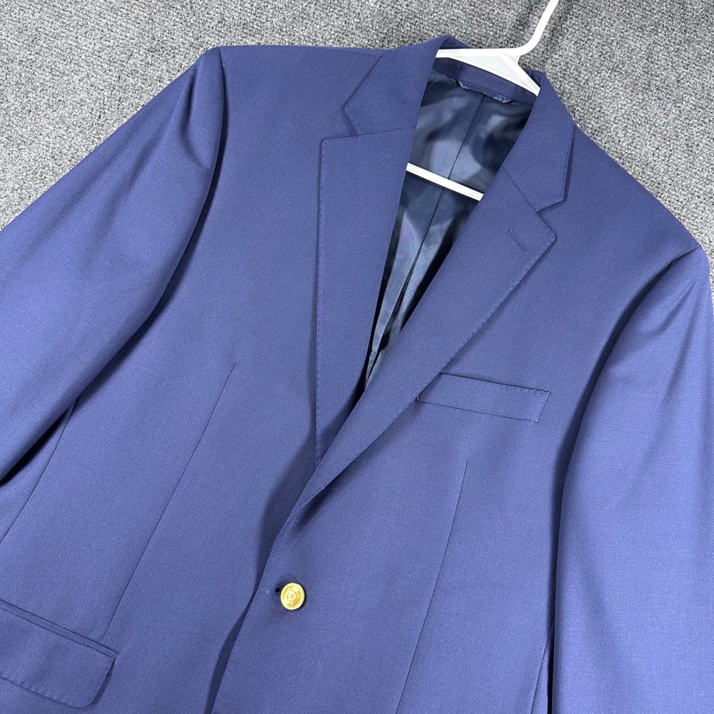 Lauren Ralph Lauren Blazer Mens 40L Blue Gold Crest Button Wool‎ Sport Coat